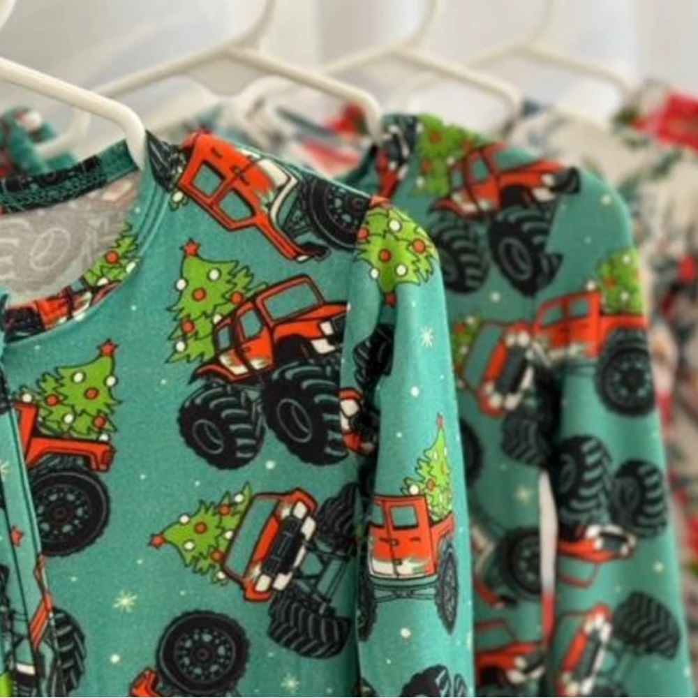 Festive Monster Truck Pajama Top